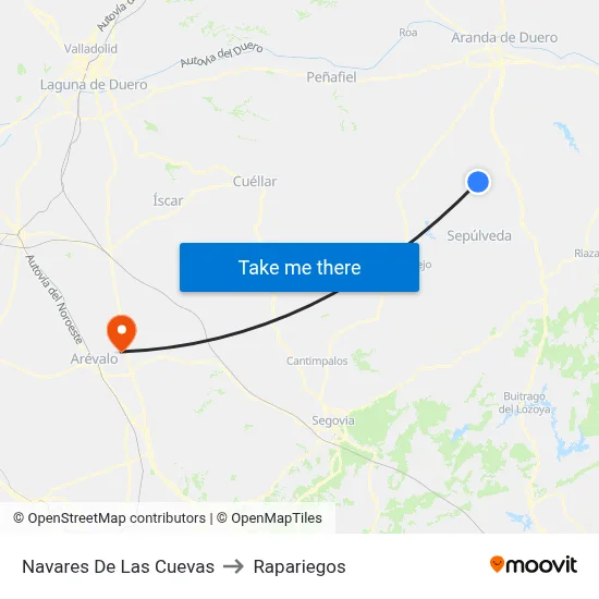 Navares De Las Cuevas to Rapariegos map