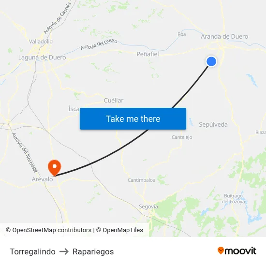 Torregalindo to Rapariegos map