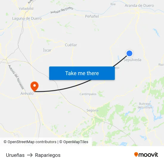 Urueñas to Rapariegos map