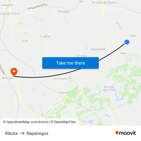 Ribota to Rapariegos map