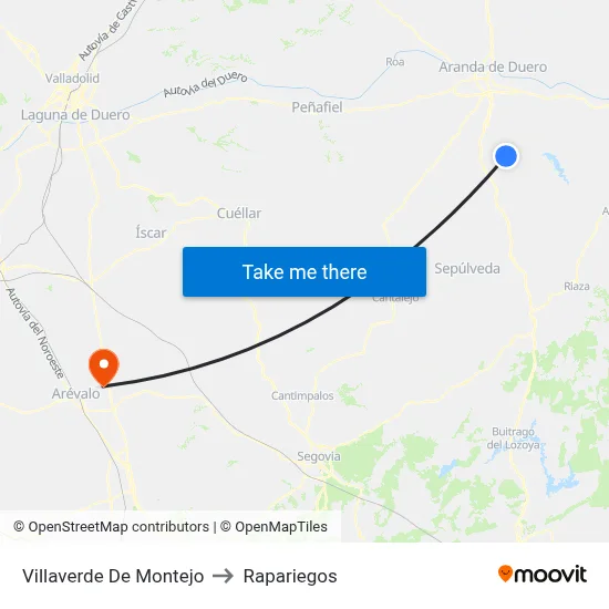 Villaverde De Montejo to Rapariegos map