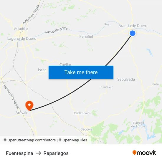Fuentespina to Rapariegos map