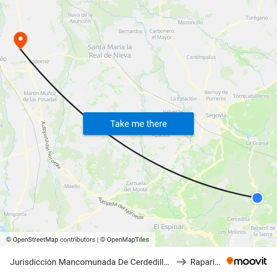 Jurisdicción Mancomunada De Cerdedilla Y Navacerrada to Rapariegos map