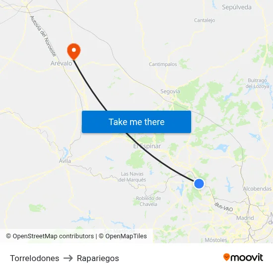 Torrelodones to Rapariegos map