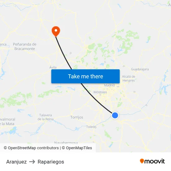 Aranjuez to Rapariegos map
