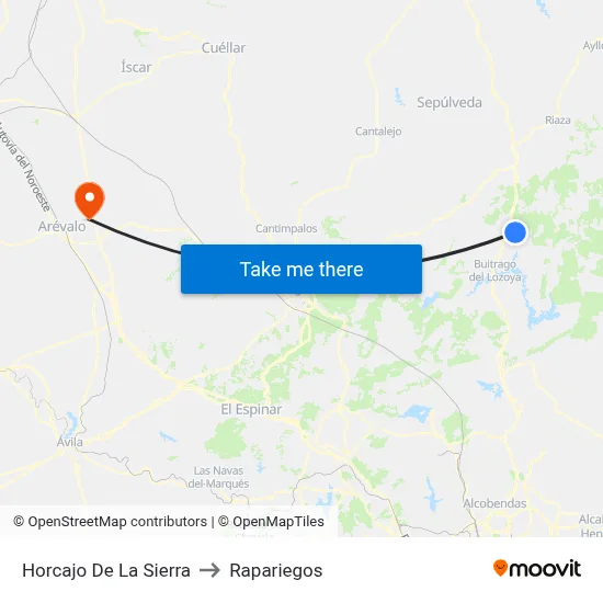Horcajo De La Sierra to Rapariegos map
