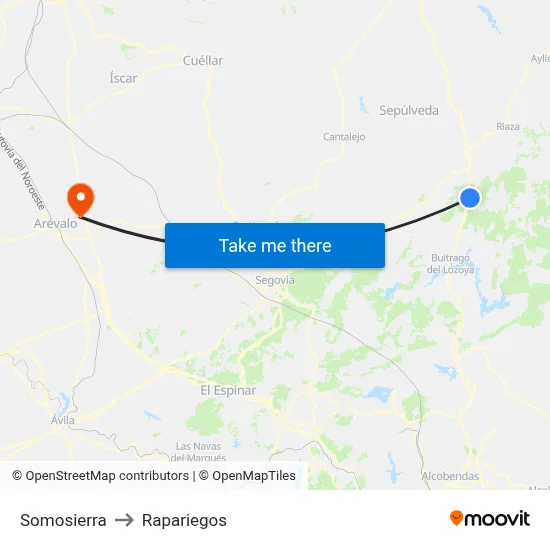 Somosierra to Rapariegos map