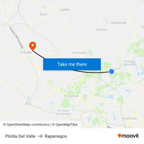 Pinilla Del Valle to Rapariegos map
