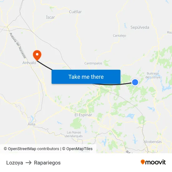 Lozoya to Rapariegos map