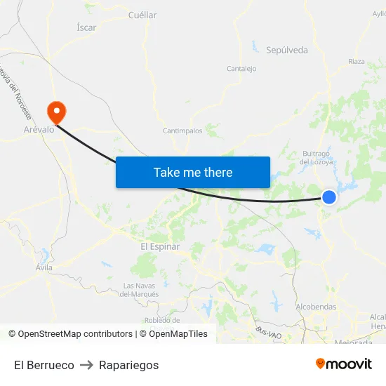 El Berrueco to Rapariegos map