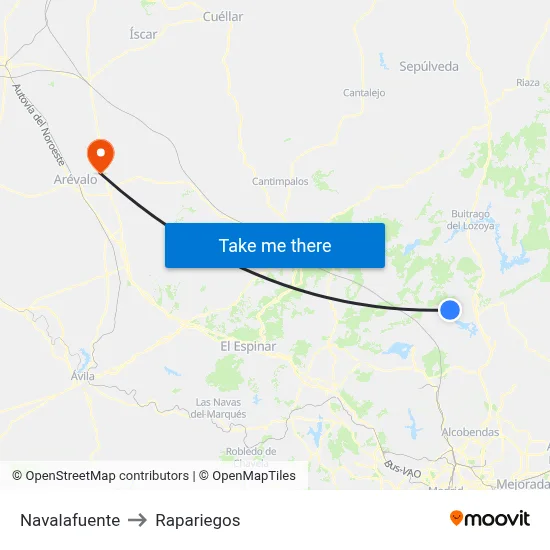 Navalafuente to Rapariegos map