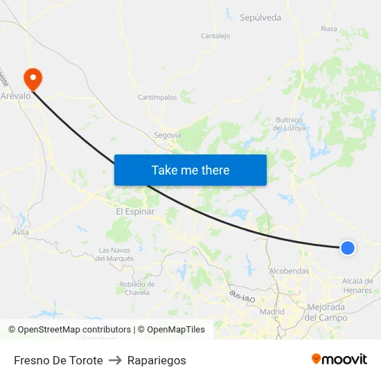 Fresno De Torote to Rapariegos map