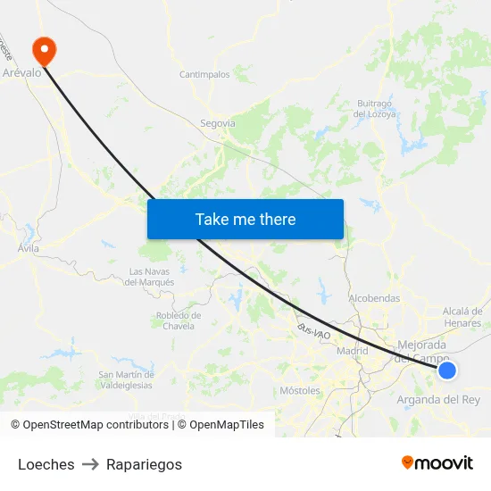 Loeches to Rapariegos map