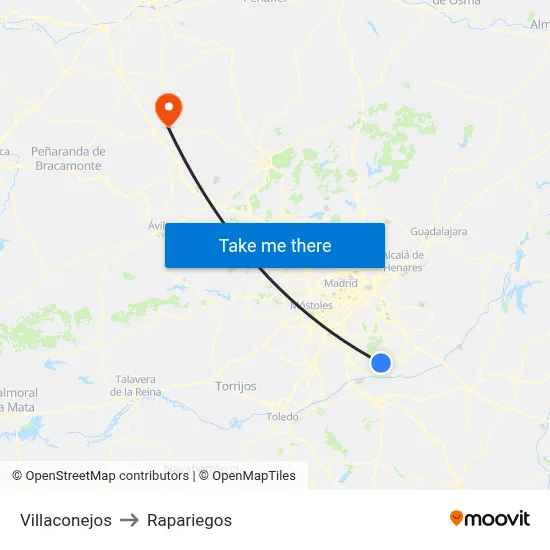Villaconejos to Rapariegos map