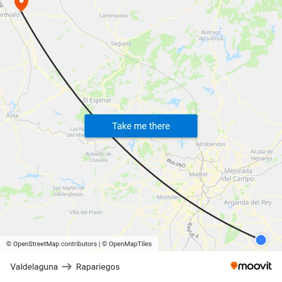 Valdelaguna to Rapariegos map
