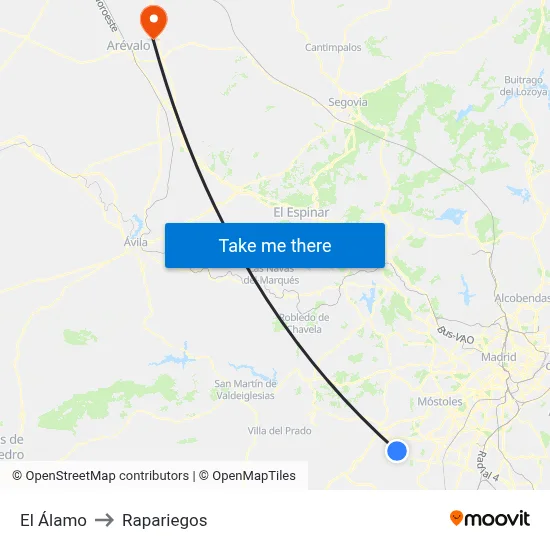 El Álamo to Rapariegos map