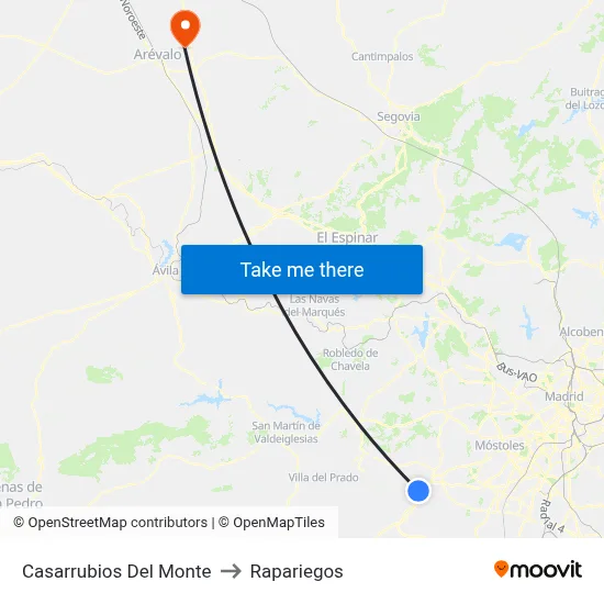 Casarrubios Del Monte to Rapariegos map