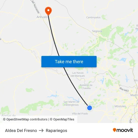 Aldea Del Fresno to Rapariegos map
