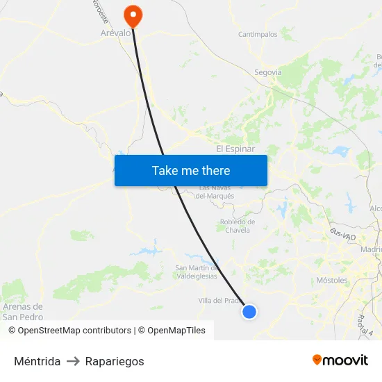 Méntrida to Rapariegos map