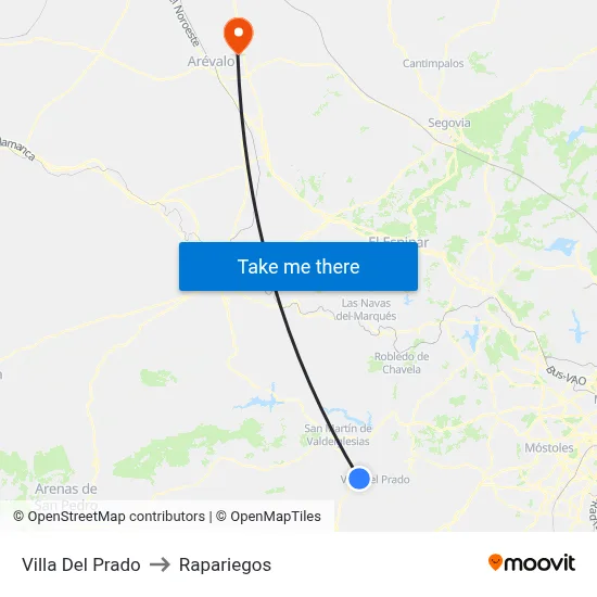 Villa Del Prado to Rapariegos map