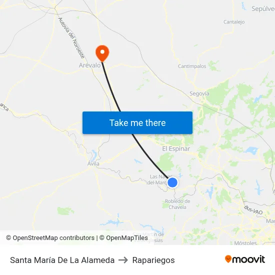 Santa María De La Alameda to Rapariegos map