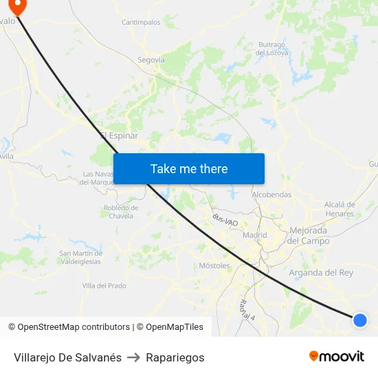 Villarejo De Salvanés to Rapariegos map