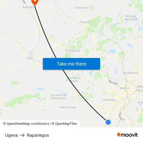 Ugena to Rapariegos map