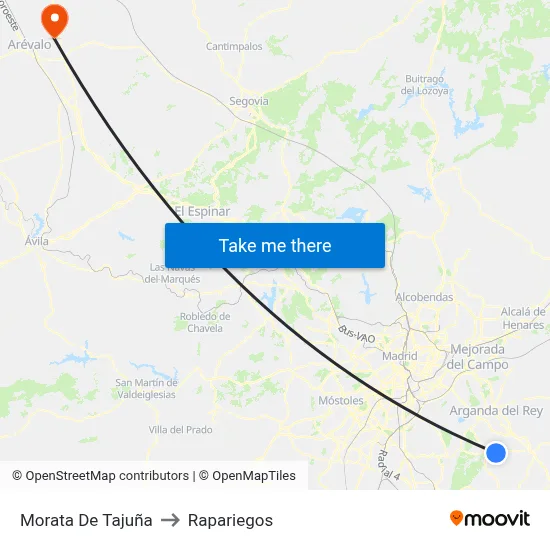 Morata De Tajuña to Rapariegos map