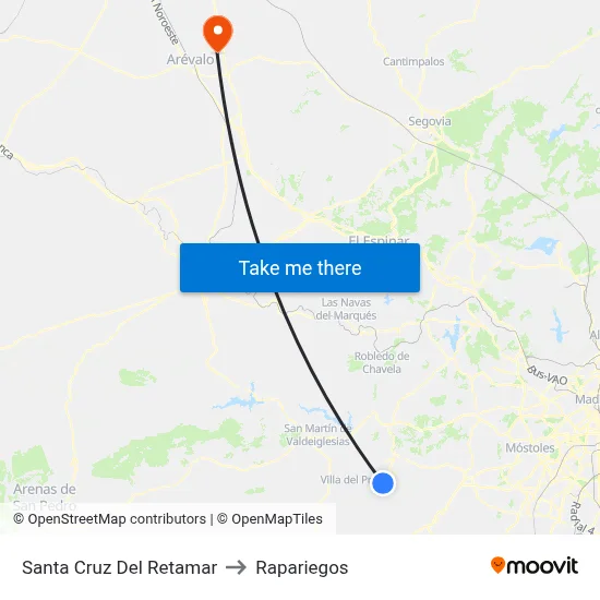Santa Cruz Del Retamar to Rapariegos map