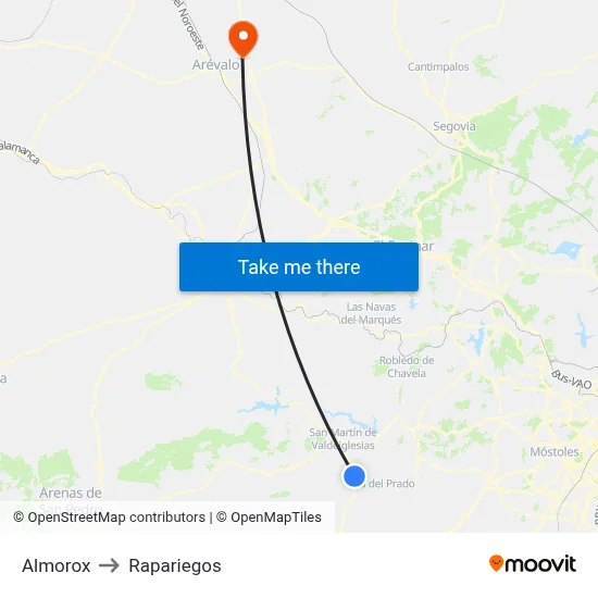 Almorox to Rapariegos map