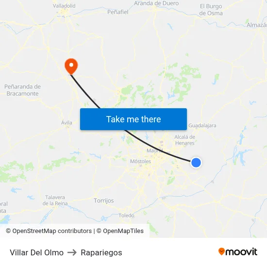 Villar Del Olmo to Rapariegos map