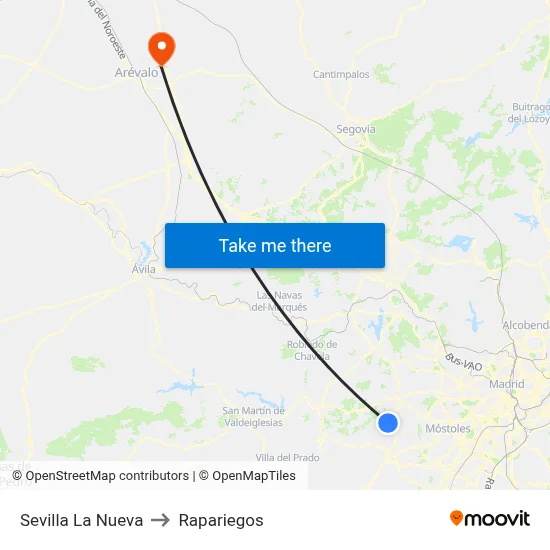 Sevilla La Nueva to Rapariegos map