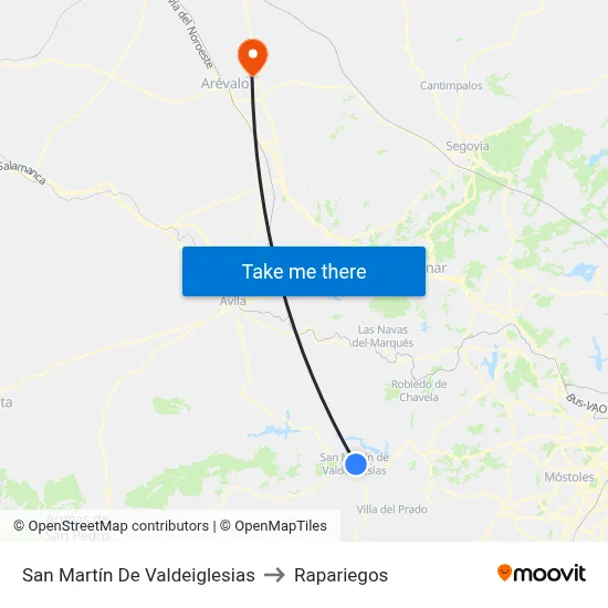 San Martín De Valdeiglesias to Rapariegos map