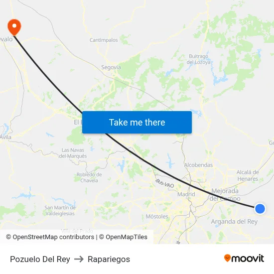 Pozuelo Del Rey to Rapariegos map