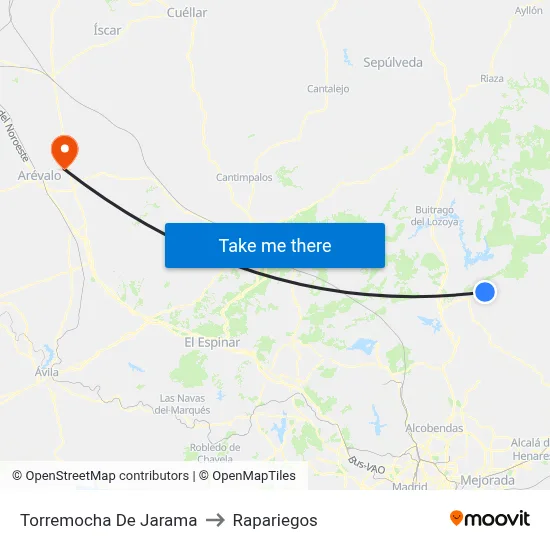 Torremocha De Jarama to Rapariegos map