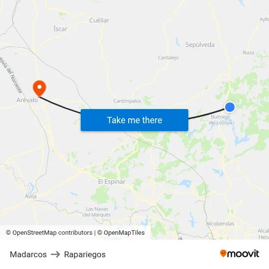 Madarcos to Rapariegos map