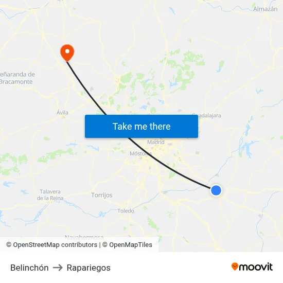 Belinchón to Rapariegos map