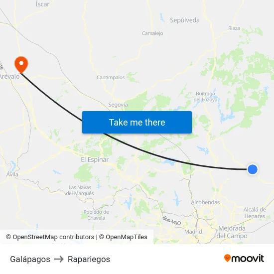 Galápagos to Rapariegos map