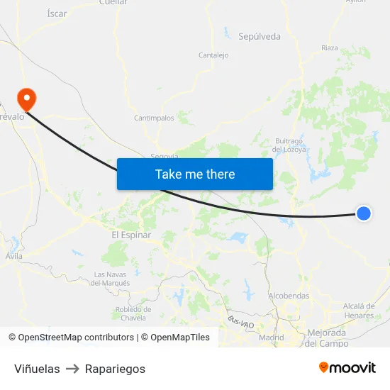 Viñuelas to Rapariegos map