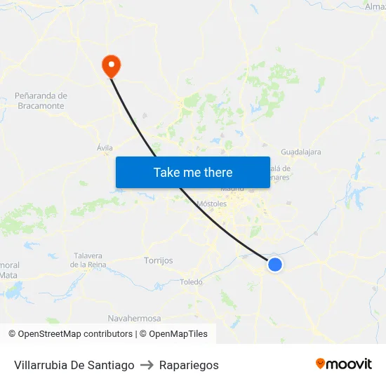 Villarrubia De Santiago to Rapariegos map