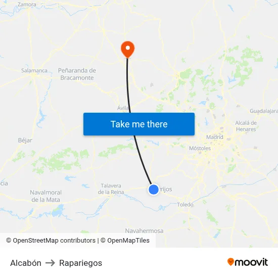 Alcabón to Rapariegos map