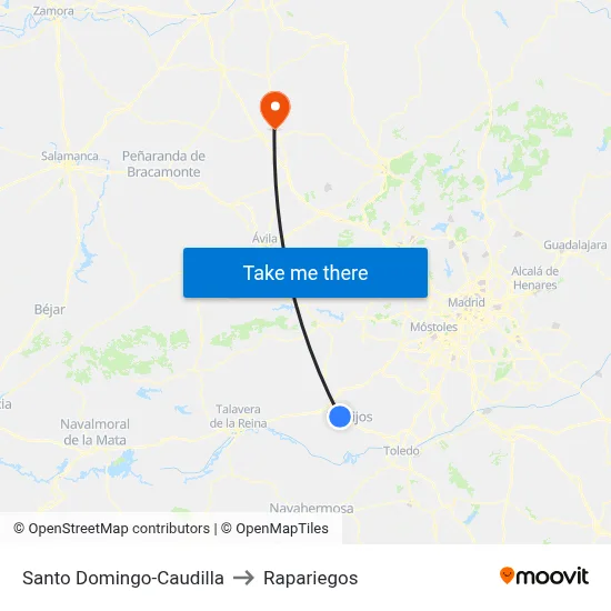 Santo Domingo-Caudilla to Rapariegos map