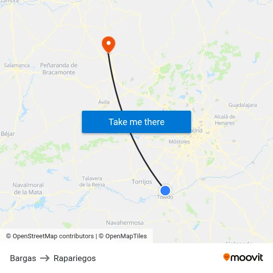Bargas to Rapariegos map