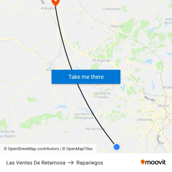 Las Ventas De Retamosa to Rapariegos map