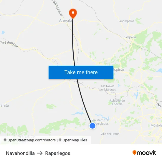 Navahondilla to Rapariegos map