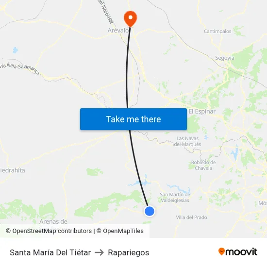 Santa María Del Tiétar to Rapariegos map
