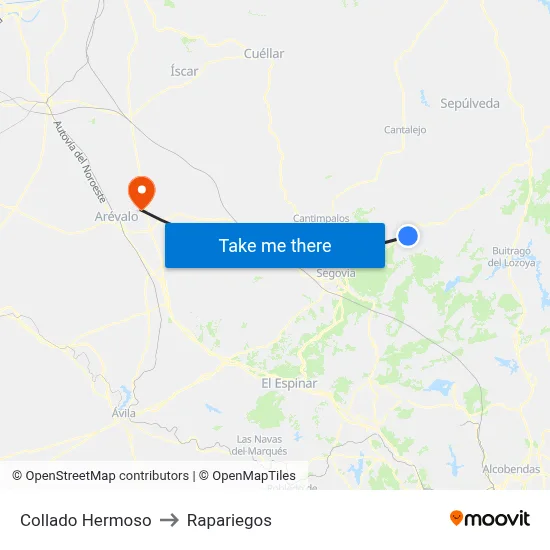 Collado Hermoso to Rapariegos map