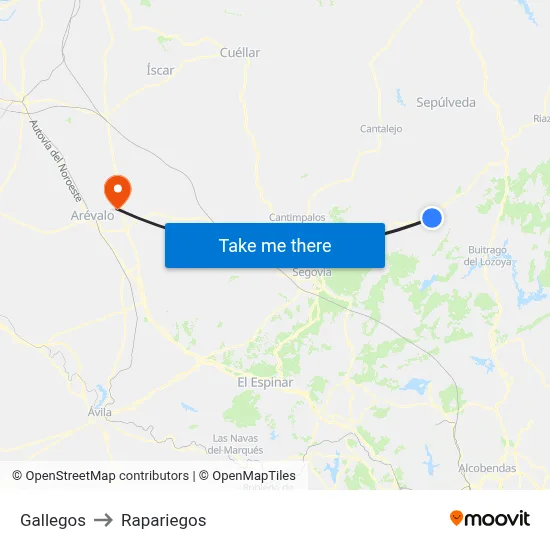 Gallegos to Rapariegos map