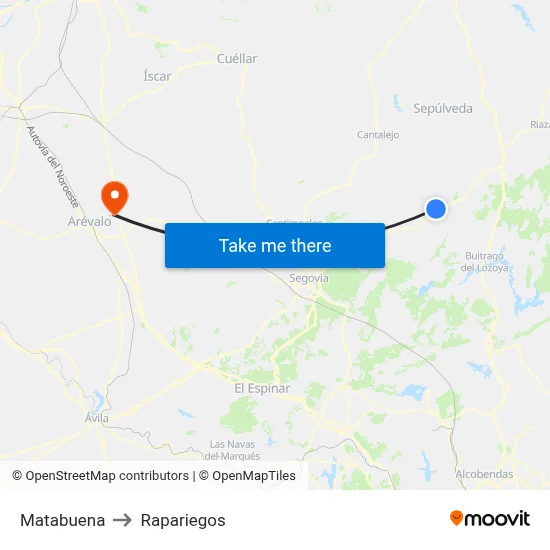 Matabuena to Rapariegos map