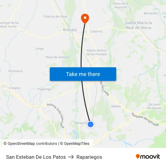 San Esteban De Los Patos to Rapariegos map